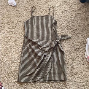 green striped mini dress